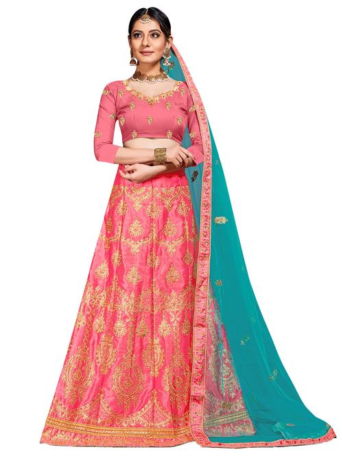 embroidered a-line lehenga - 17464310 - Very Small Image - 1