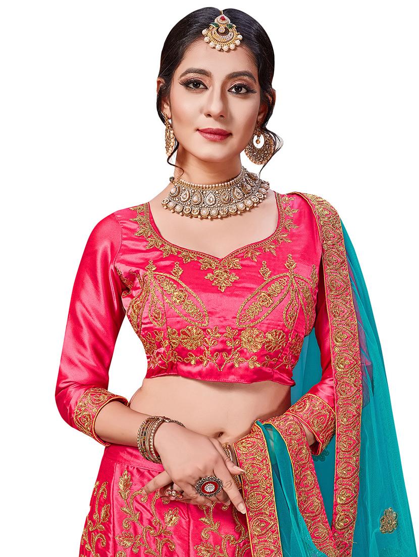 embroidered a-line lehenga - 17464315 - Zoom Image - 3