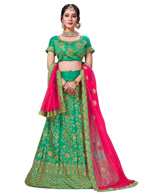 embroidered a-line lehenga - 17464316 - Standard Image - 1