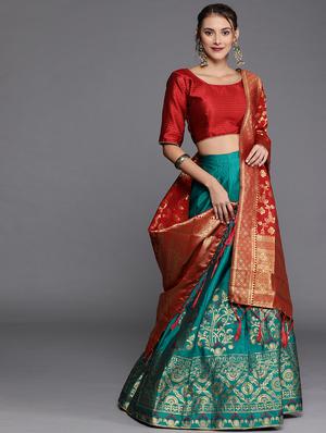 self design a-line lehenga - 17464328 - Standard Image - 2