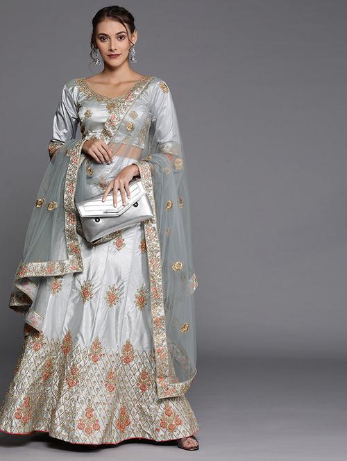 embroidered a-line lehenga - 17464336 - Standard Image - 1