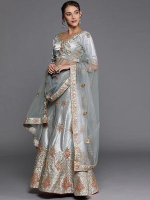 embroidered a-line lehenga - 17464336 - Standard Image - 2