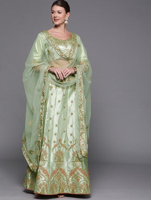 embroidered a-line lehenga - 17464338 - Standard Image - 1