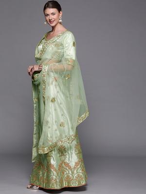 embroidered a-line lehenga - 17464338 - Standard Image - 2