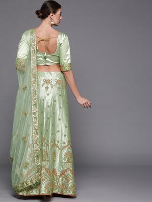 embroidered a-line lehenga - 17464338 - Standard Image - 3