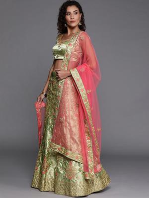 embroidered a-line lehenga - 17464339 - Standard Image - 2