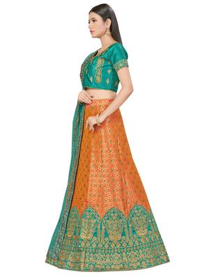 embroidered a-line lehenga - 17464366 - Standard Image - 3