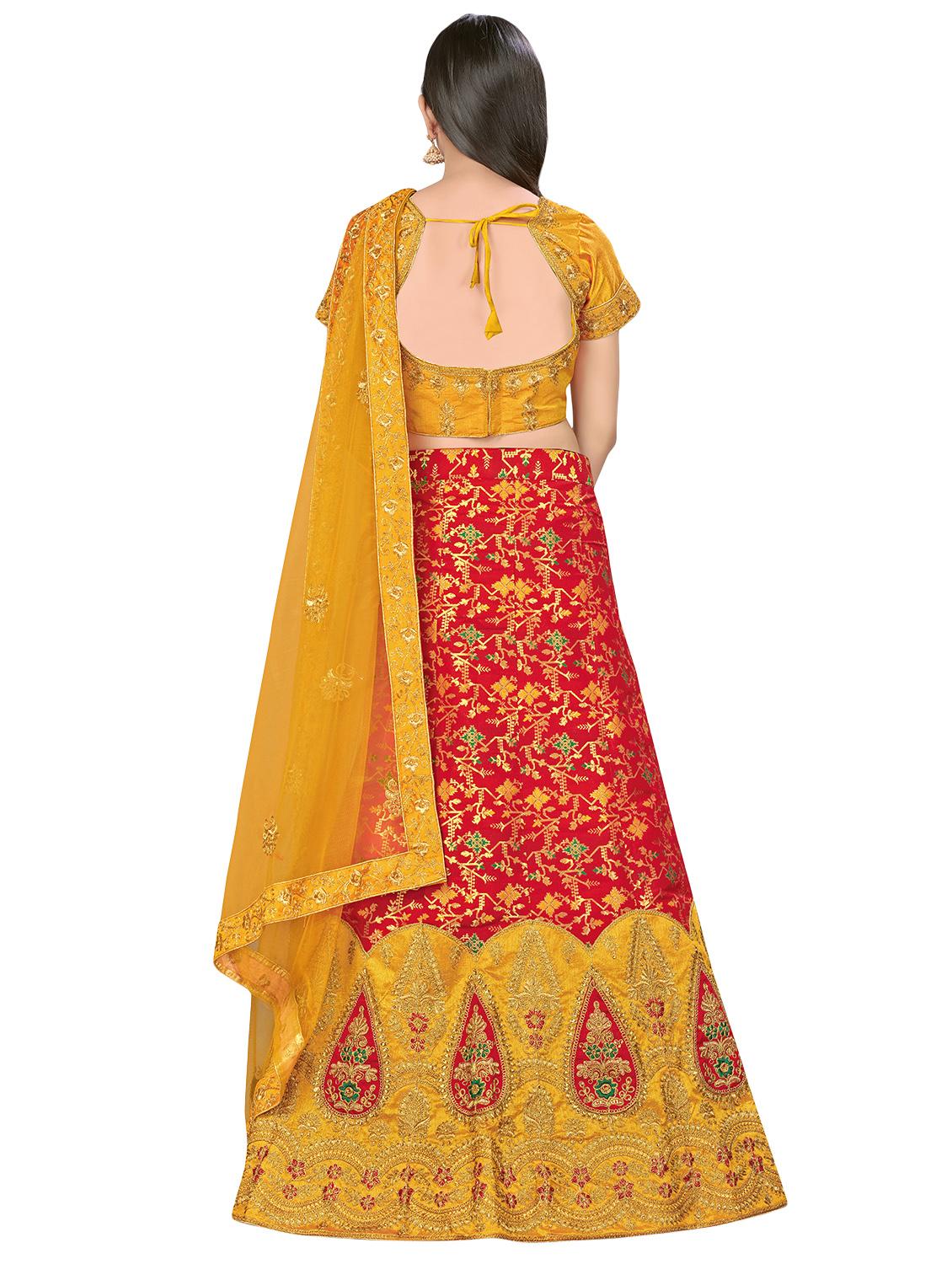 embroidered a-line lehenga - 17464367 - Zoom Image - 3