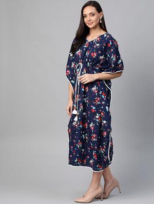 navy blue floral kaftan - 17464510 - Standard Image - 2