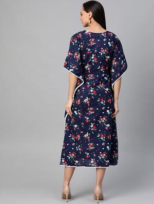 navy blue floral kaftan - 17464510 - Standard Image - 3