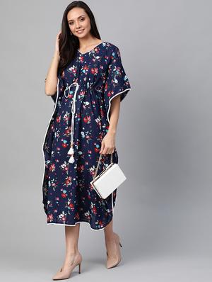 navy blue floral kaftan - 17464510 - Standard Image - 4
