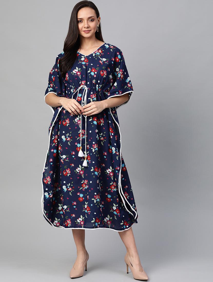 navy blue floral kaftan - 17464510 - Zoom Image - 1
