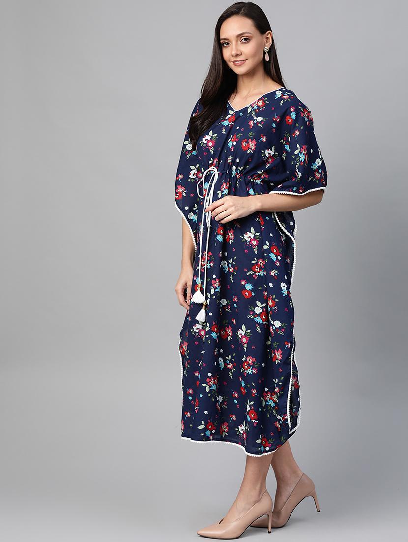navy blue floral kaftan - 17464510 - Zoom Image - 2