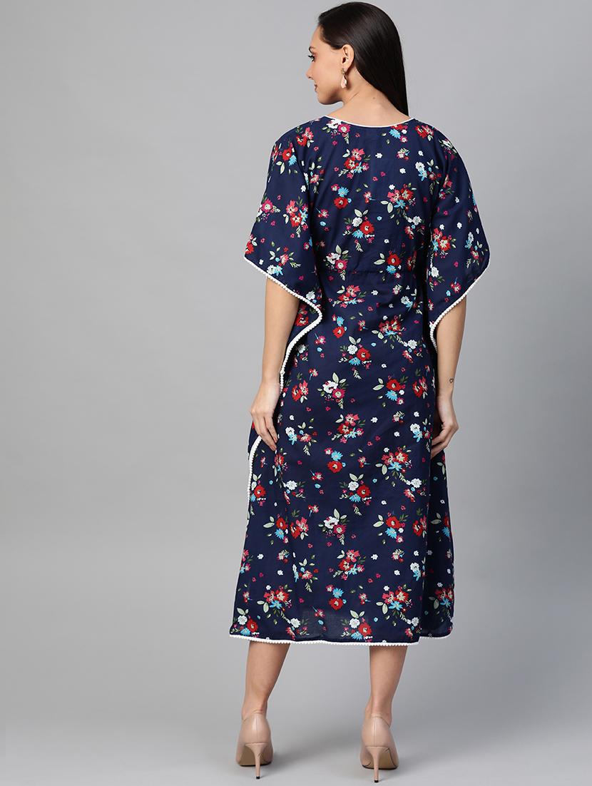 navy blue floral kaftan - 17464510 - Zoom Image - 3