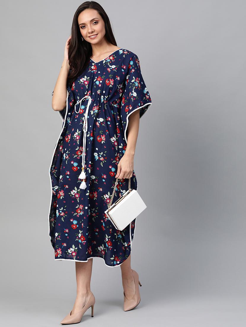 navy blue floral kaftan - 17464510 - Zoom Image - 4