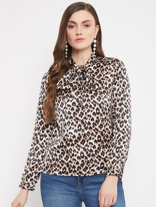 tie up neck animal print top - 17464562 - Standard Image - 1