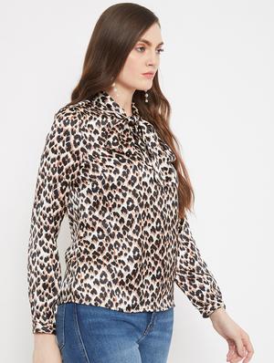 tie up neck animal print top - 17464562 - Standard Image - 2