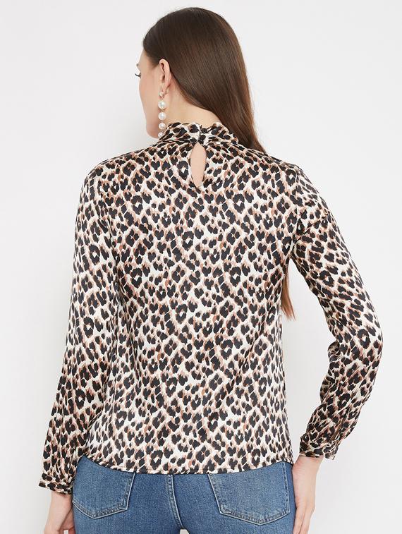 tie up neck animal print top - 17464562 - Zoom Image - 3