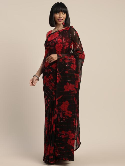 floral printed saree with blouse - 17464698 - Very Small Image - 1