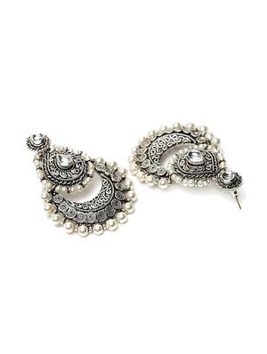 silver metal chandballi earring - 17464858 - Standard Image - 3