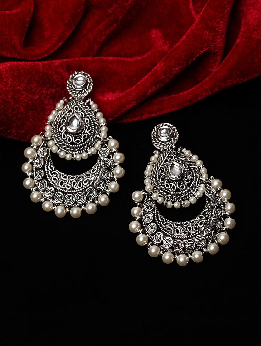silver metal chandballi earring - 17464858 - Zoom Image - 2