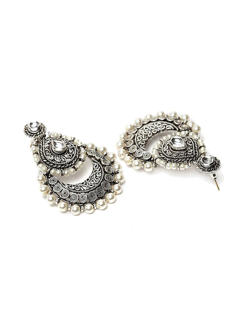 silver metal chandballi earring - 17464858 - Zoom Image - 3