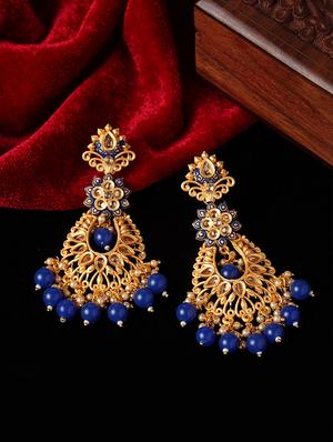 blue metal drop earring - 17464866 - Standard Image - 2
