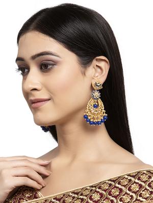 blue metal drop earring - 17464866 - Standard Image - 4