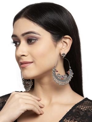 silver brass chandballi earring - 17464869 - Standard Image - 4