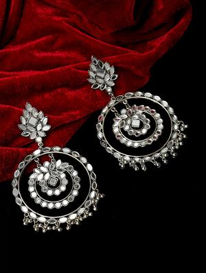 silver metal drop earring - 17464872 - Standard Image - 2