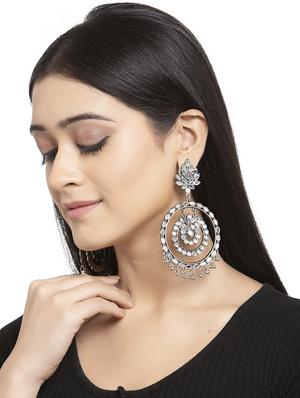 silver metal drop earring - 17464872 - Standard Image - 4