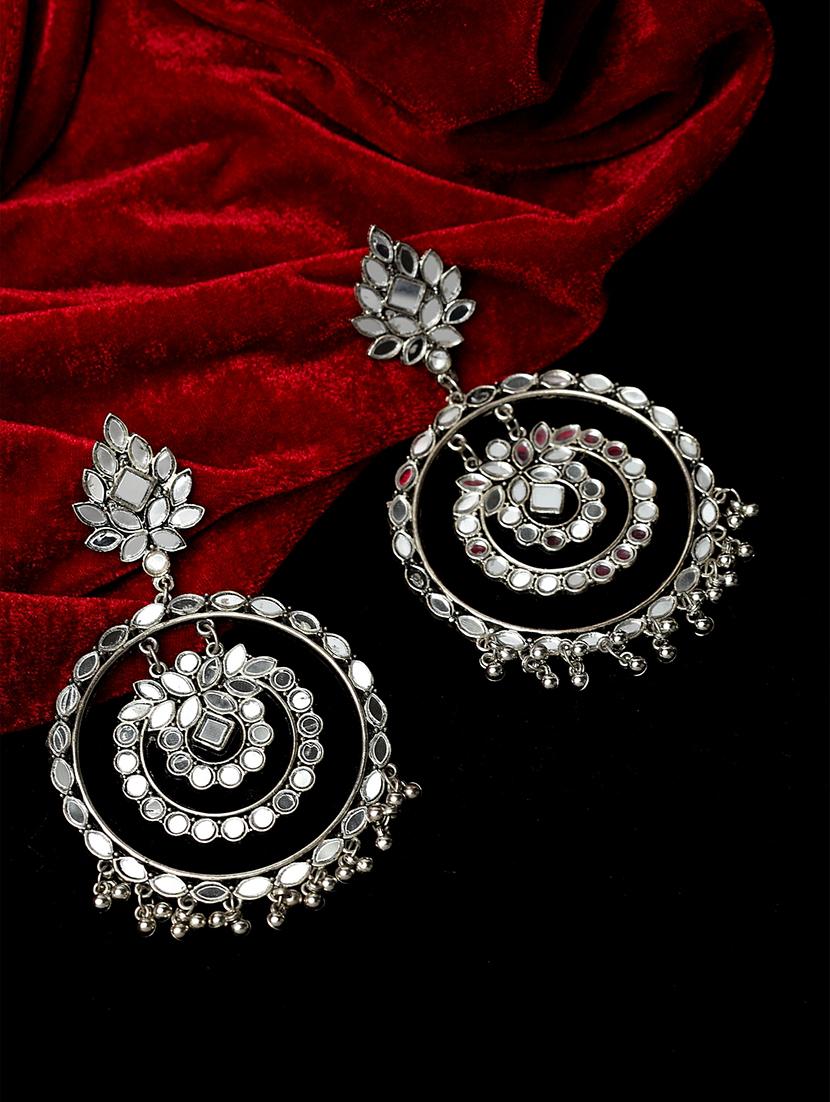 silver metal drop earring - 17464872 - Zoom Image - 2