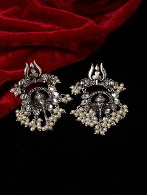 silver metal drop earring - 17464873 - Standard Image - 2