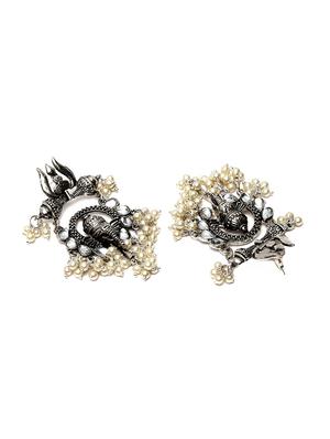 silver metal drop earring - 17464873 - Standard Image - 3