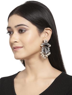 silver metal drop earring - 17464873 - Standard Image - 4