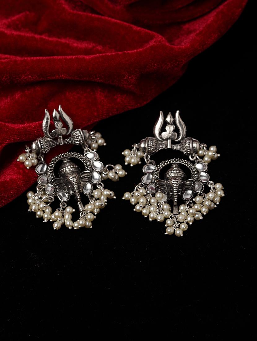 silver metal drop earring - 17464873 - Zoom Image - 2