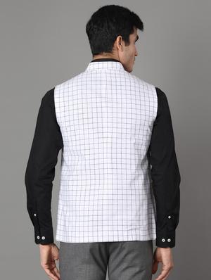 white checkered nehru jacket - 17464954 - Standard Image - 3