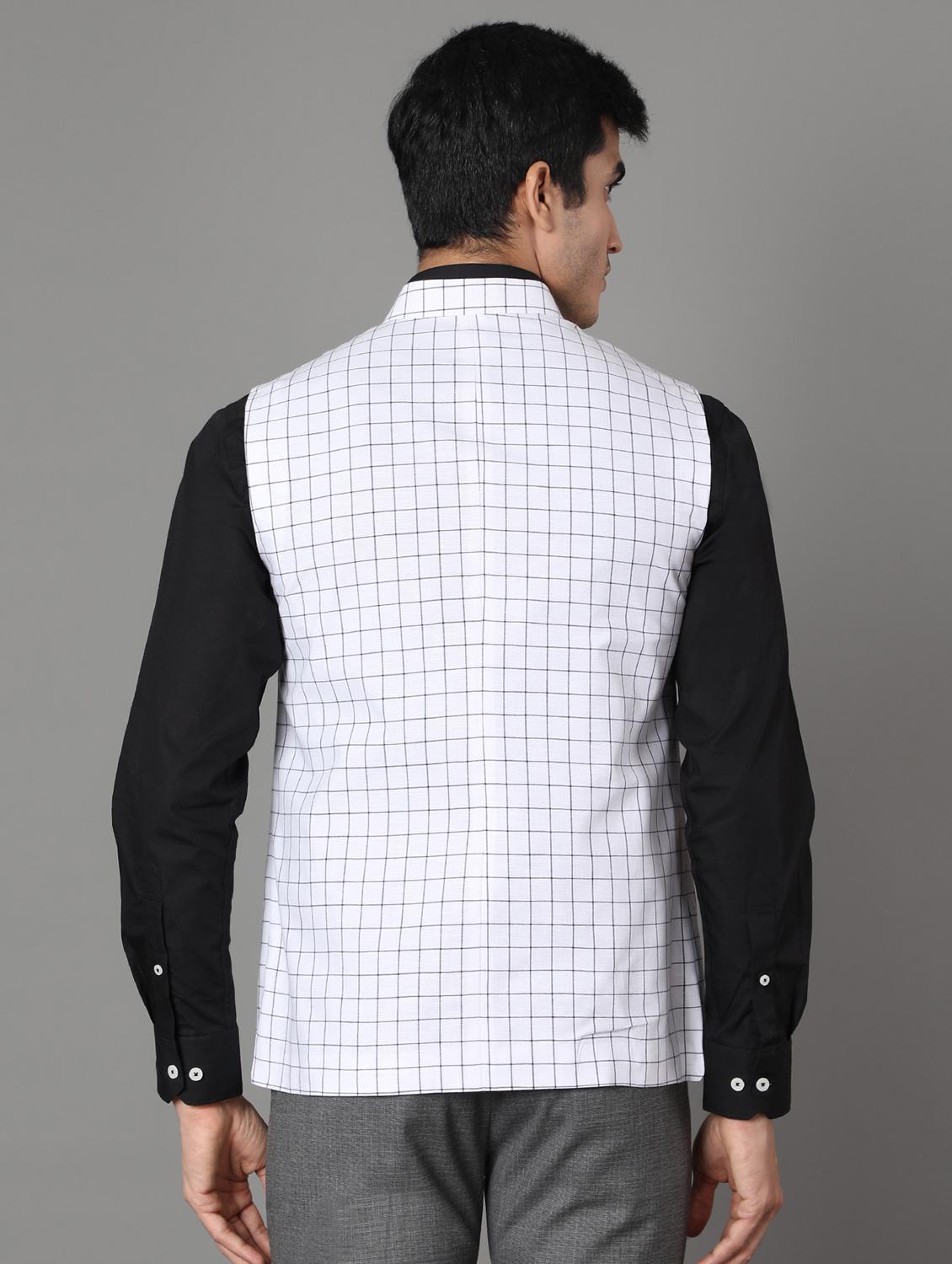 white checkered nehru jacket - 17464954 - Zoom Image - 3