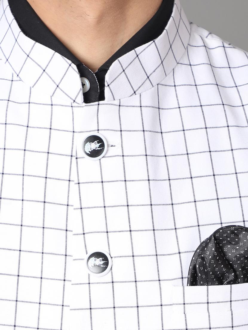 white checkered nehru jacket - 17464954 - Zoom Image - 5