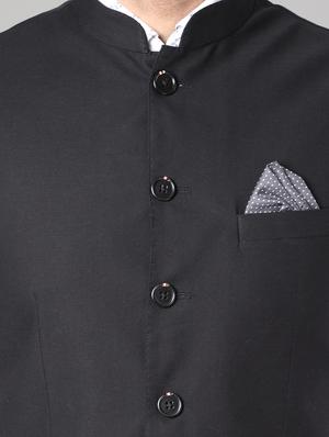 navy blue solid nehru jacket - 17464977 - Standard Image - 5
