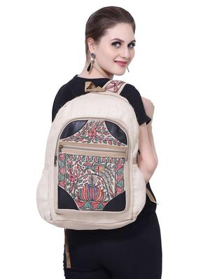beige jute laptop bag - 17464991 - Standard Image - 6