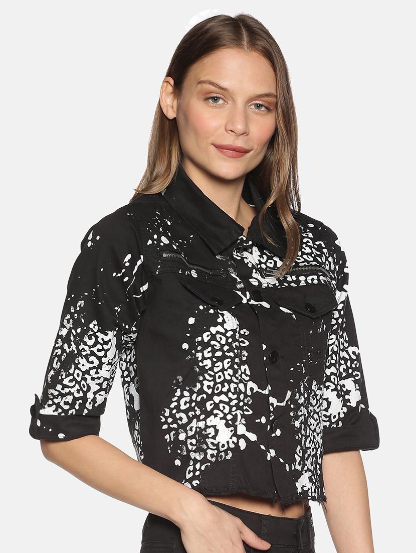 animal print denim jacket - 17465197 - Zoom Image - 2