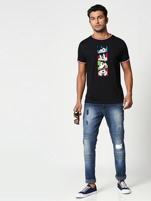black front print t-shirt - 17465271 - Standard Image - 3
