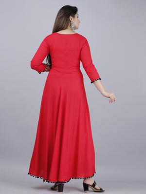 yoke embroidered flared kurta - 17465452 - Standard Image - 2