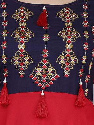 yoke embroidered flared kurta - 17465452 - Standard Image - 3