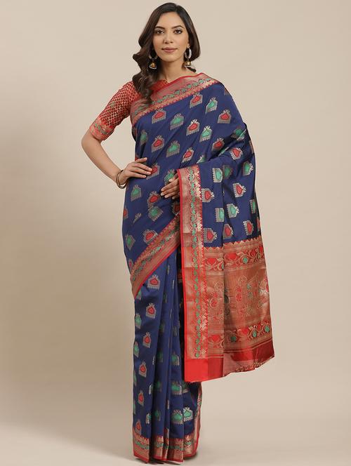 ethnic motifs banarasi saree with blouse - 17465478 - Standard Image - 1