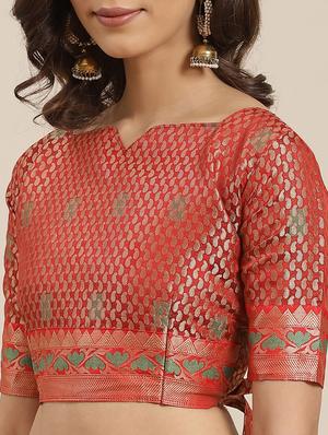 ethnic motifs banarasi saree with blouse - 17465478 - Standard Image - 3