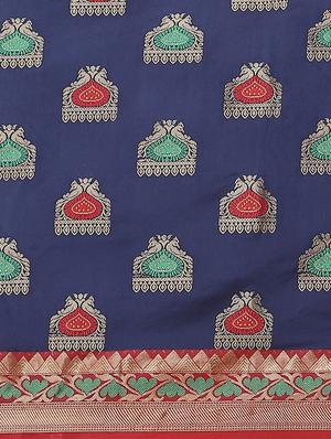 ethnic motifs banarasi saree with blouse - 17465478 - Standard Image - 4
