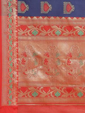 ethnic motifs banarasi saree with blouse - 17465478 - Standard Image - 5