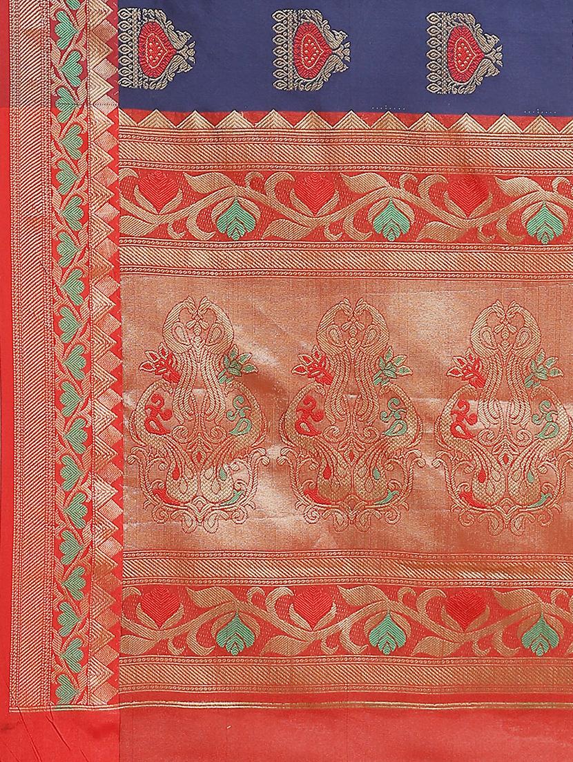 ethnic motifs banarasi saree with blouse - 17465478 - Zoom Image - 5